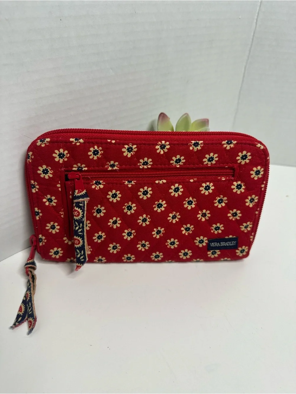 Vera Bradley Red Floral Quilted Zip Wallet